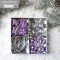 Set di addobbi natalizi argento e viola con mini scatole regalo, campane e palline - Viola argento