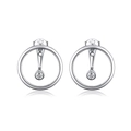 Set orecchini a cerchio minimalisti in argento sterling S925 con pietre di zirconi - Argento 925 / Oro Bianco
