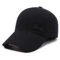 Herren Winter-Baseballkappe aus dunklem Gitterstoff mit Stickerei und Ohrenklappen - Verstellbar / Marineblau