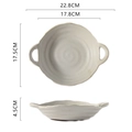 Japanese style beige ceramic bowl with wavy edge and dimensions for home dining - Light Colored Double Handle Plate