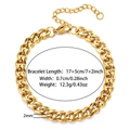 Detail showing 7mm wide gold Cuban chain bracelet dimensions 17cm plus 5cm extension - Gold