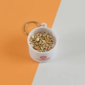 Miniature white porridge bowl keychain with grains and silver ring for accessories - Barrel Diameter 4cm / Barley Porridge