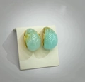 18k gold plated drop earrings with light lake blue resin inlay and polished finish - Bean Waterdrop / Light Lake Blue