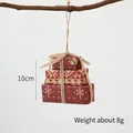 Mini Christmas gift box stack with reindeer print and 10cm height hanging twine - Snowflake 3-Piece Set