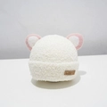 Bonnet d'hiver en peluche blanche pour bébé avec oreilles d'ours roses et fourrure douce - Chapeau d'Ours Bicolore / crème