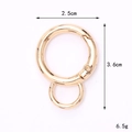 Golden zinc alloy spring ring buckle for DIY bags and keychains measuring 3.6cm - Double Loop Spring Ring / Gold