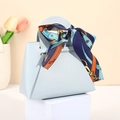 Light blue leather wedding favor bag with elegant floral scarf handle decoration - Light Blue (Floral Satin)