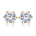 Classic round moissanite stud earrings in rose gold finish with 6-prong setting - Rose Gold (white Moissanite) / 0.5 ct