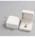 White flocked pendant jewelry box with size 7x7x4cm and soft velvet interior padding - Square Earring Box / White