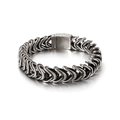 Men's retro stainless steel bracelet featuring vintage dragon scale texture and solid clasp - Dragon Scale Style (KB118459-BDJX)