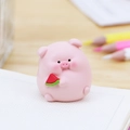 Pink resin pig figurine holding watermelon slice for car dashboard or desk decor - Style D Guagua Pig Mini Ornament