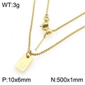 Collana a catena box in acciaio al titanio dorato con ciondolo lettera B e misure - Lettera B dorata(KN293694-Z)