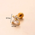 Goldener Kreuz-Ohrstecker mit Zirkonia-Inlay, 0,7cm Kopf auf 16G Edelstahl-Stab-Ohrschmuck - 7# Blume / Gold