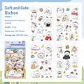 Waterproof PET Bichon Frise cartoon stickers set with 4 sheets for journal scrapbooking - Cute Bichon Frise