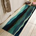 Abstract mountain landscape absorbent flannel floor mat with gold lines and blue peaks - 40x60cm / Teal & Blue Golden Edge Abstract Mountains(Style 5)
