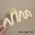 Matte cream large wavy shark hair claw clip for thick hair, measuring 13cm length - Matte Wave Beige-13cm