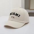 Detail of beige cotton baseball cap featuring black 3D Miami letter embroidery - 50-54cm(3-8 Years) / Beige