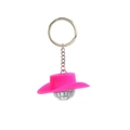 Porte-clés chapeau de cowboy rose avec une boule disco miroir et un anneau argenté - Chapeau de Cowboy Rose / Boule à facettes de 3cm
