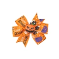 Halloween orange hair bow clip with 3D pumpkin center and purple ghost patterns - 7# Orange Spook