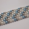 Lustrous white silver and sky blue round glass pearls for DIY jewelry making - Style 5-Silver White Blue Mix / 6mm/Approx 68pcs/40cm