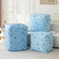 Three-piece light blue daisy floral storage bag set with reinforced handles and zippers - Blue Daisy 3-Piece Set