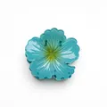 Elegant lake blue plumeria hair claw clip with yellow gradient and 3D petal texture - Blue Hibiscus Style [8cm Large]