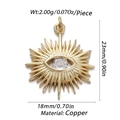 Turkish evil eye sun pendant in gold-plated copper with clear cubic zirconia center - CX141-4 (Sun Flare Eye)