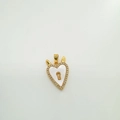 18K gold-plated heart pendant with white mother-of-pearl, keyhole detail, and zircons - Heart - Gold (White Shell)