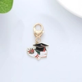 Enamel heart graduation keychain with black mortarboard hat and red roses pendant - Bouquet Graduation Cap