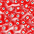 Perles carrées rouges mauvais œil en résine pour bracelets DIY et bijoux faits main - Rouge