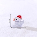 Miniature translucent Christmas duck with red hat and silver glitter in snow, 1.7cm - Glitter Silver