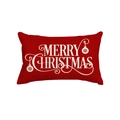 Funda de cojín navideña de lino rojo con texto Merry Christmas y dibujos de copos - Feliz Navidad 3 (Una cara)