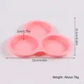 Pink 3-cavity round silicone cake mold with dimension details for DIY baking crafts - 3-Cavity Round / Pink
