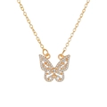Elegant gold butterfly pendant necklace with sparkling micro-pave crystal butterfly inlay - Gold Butterfly Pave Pendant (KC金 11375)