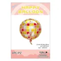 22-inch 4D disco checkered foil balloon in red white and gold metallic finish - 4D Red White Gold Disco