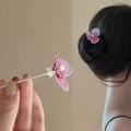 Chinese style purple butterfly hair pin with pearls and tassels for Hanfu accessories - Purple Butterfly Pearl Decoration Style (160#)