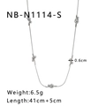Detail view of silver knotted necklace showing dimensions 0.6cm width and 41cm length - 18K Gold / Silver (NB-N1114-S)