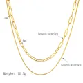 Double-layered 18K gold plated stainless steel paperclip and snake chain necklace set - Double Layer Paperclip & Snake Chain Style (YYN023297)