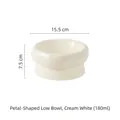 Cream-white petal-shaped ceramic cat bowl low style 180ml with 15.5cm diameter - Short Version / Off White