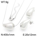 Polished silver stainless steel chunky waterdrop necklace and earrings jewelry set for women - Silver Small Water Drop Set (KS221212-KFC)