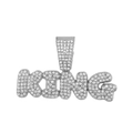 Silver iced-out KING letter pendant with dense clear rhinestones in hip hop style - Silver Single Pendant (Letter KING)