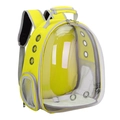 Bright yellow pet carrier backpack with transparent capsule and breathable mesh design - Yellow
