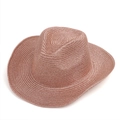 Sombrero de vaquero trenzado en oro rosa metálico con copa estructurada y ala ancha - M (56-58cm) / Rosa Palo