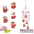 DIY Christmas Diamond Painting Wind Chime Kit with cocoa cup designs and red beads - Christmas Hot Cocoa Style