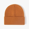 Classic ribbed knit beanie in caramel ginger color with a wide fold-over cuff design - One Size / Orange Yellow