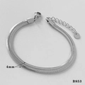 Minimalist 4mm silver snake bone chain bracelet with polished finish and extension link - 4mm Snake Chain Bracelet (B853) / Silver
