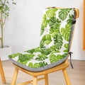 Integrated seat cushion with green monstera leaf print and adjustable back strap - Monstera