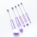 5pcs purple beaded DIY makeup brush set with gradient bristles and bead-top handles - Morandi Purple