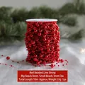 10m red pearl bead garland roll with 8mm and 3mm beads for Christmas decor - 10m/8mm+3mm / Red
