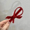 Barrette à cheveux élégante en velours rouge avec bords pailletés pour filles - 4# Nœud Croisé Rouge (1pc)
